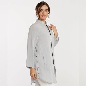 Fridaze size XL aa218- side button zippered linen tunic Gray Women's Jacket